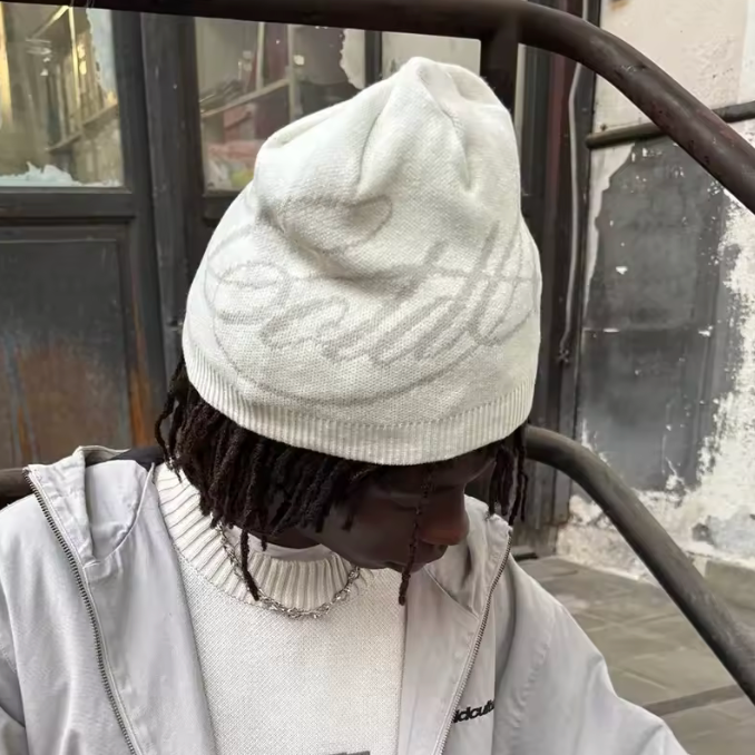 jacquard letter Beanie